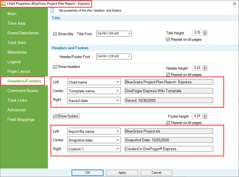 Headers and Footers Tab for OnePager Express for Version 7.0 - OnePager ...