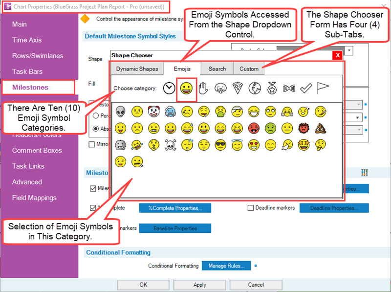 Using the Dynamic Shapes and Emoji Symbols for OnePager Version 7.1 OnePager Documentation